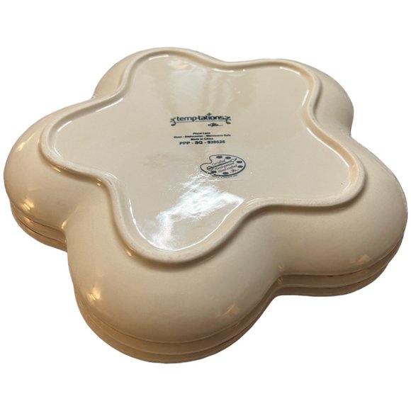 NWT & Rare! 3 TEMPTATIONS by Tara Floral Lace Green Plates Beaded Edge Stoneware - Picture 10 of 15